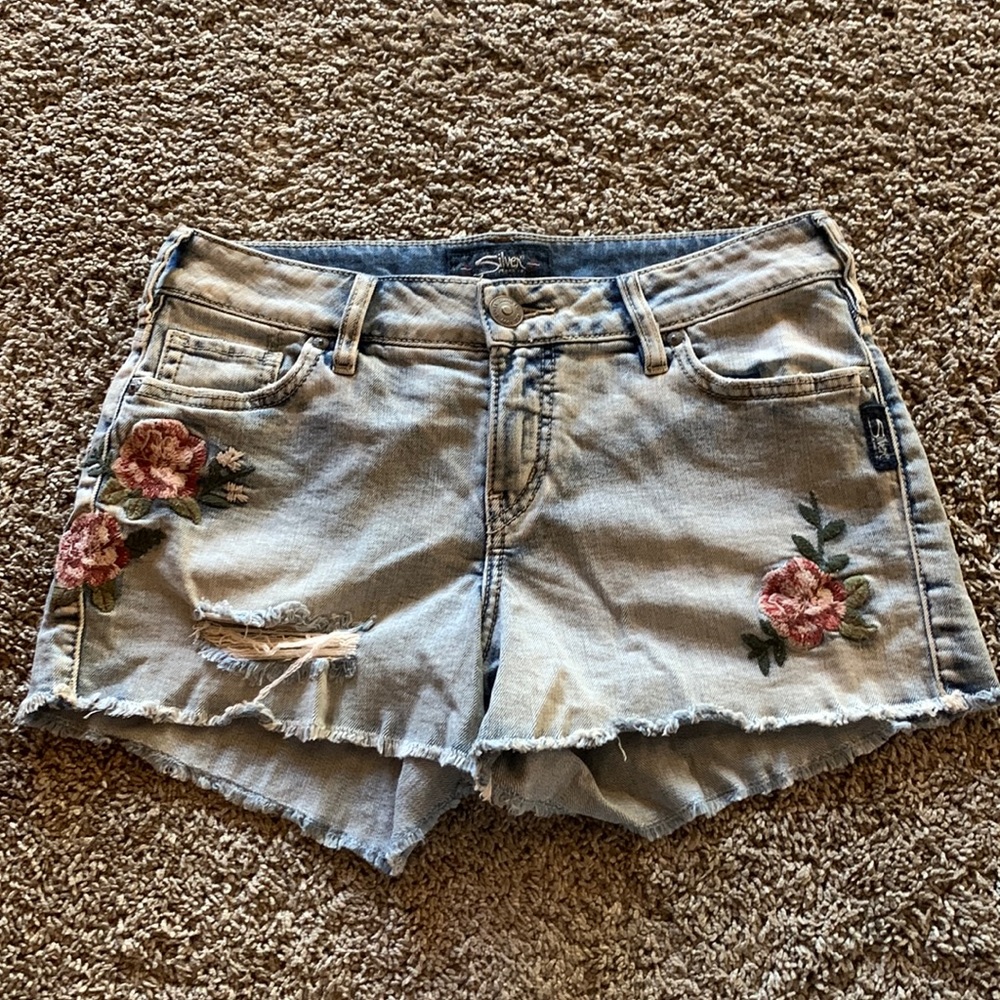 SILVER jean shorts